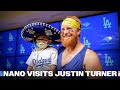 Nano Visits Justin Turner at Dodger Stadium