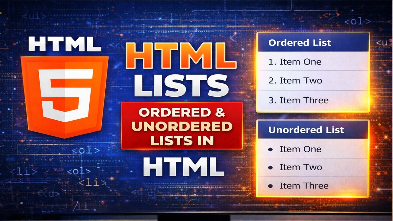 HTML Lists - ordered and unordered lists in HTML - YouTube