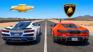 Corvette Zr1x Vs Tuned Lamborghini Revuelto - Drag Race