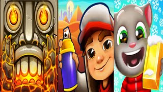 Temple Run 2 Reverse Gameplay - Volcano Island VS Talking Tom Gold Run VS Subway Surfers Miami screenshot 3