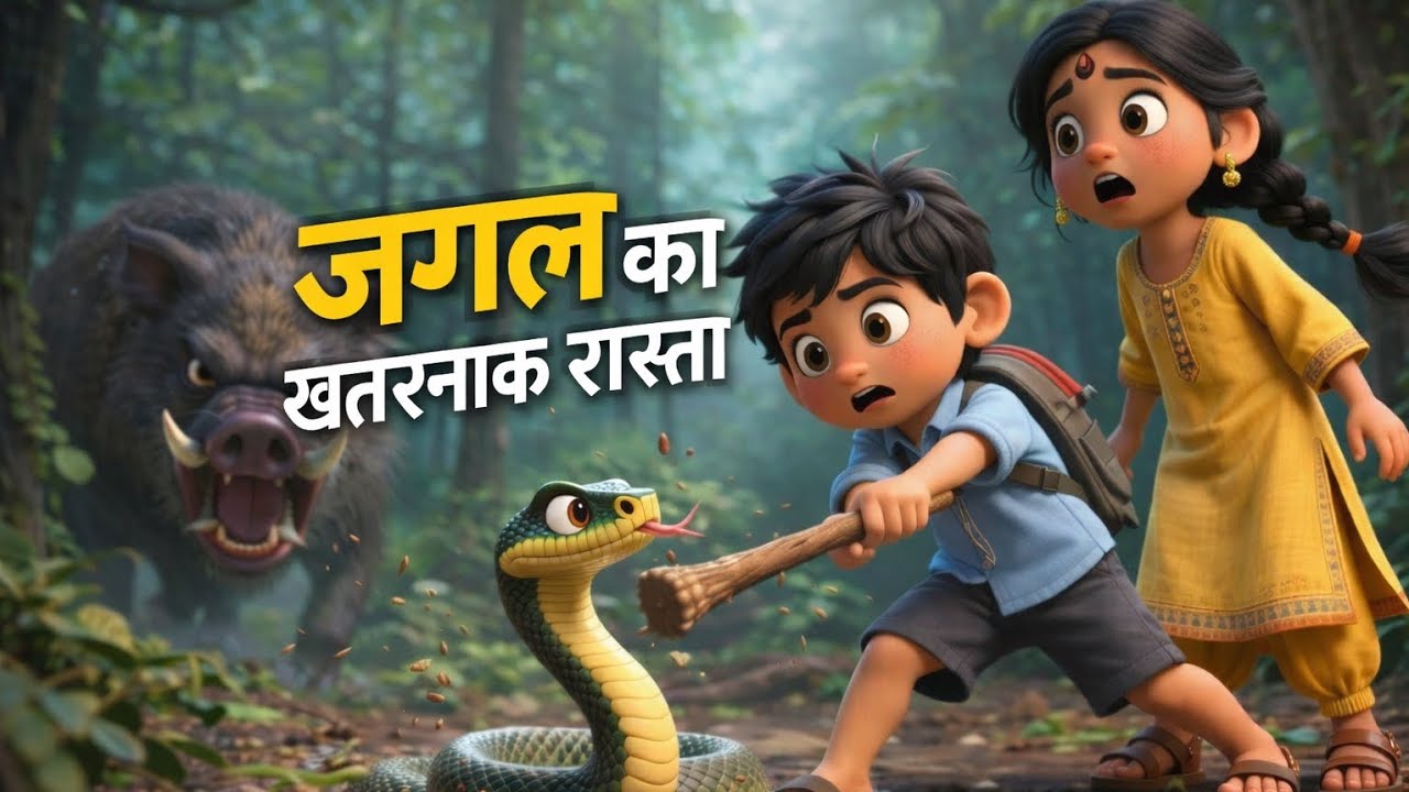 जंगल का खतरनाक रास्ता 😱 | School Se Ghar Tak Horror Adventure Story  Hindi Story jungle ka khatarnak