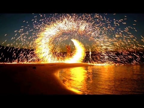 Steel Wool Fireworks on the Beach