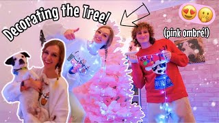 Asmr decorating my 7 foot *PINK OMBRE* Christmas Tree with my bf and puppies!!🤣🎄✨🎀 | Vlogmas Day 5