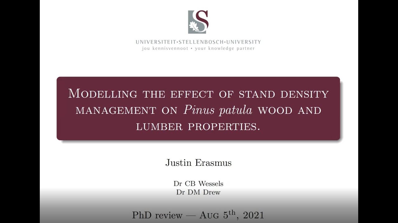 Modelling the effect of stand density man. and environmental vars. on P. patula wood properties -