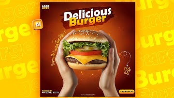 Illustrator CC Tutorial | Graphic Design |  Social Media Poster Design ⚡ 