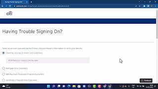 Reset Password of Citi Bank Online Banking Account