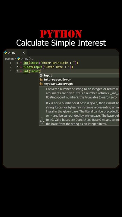 How to Calculate Simple Interest in Python Language | #shorts #python # ... image.