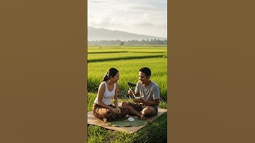 relaxing in the middle of the rice fields while eating #asmrshorts #relaxing #shorts