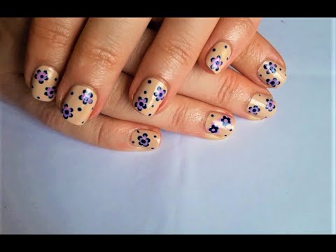 easy flowers nail art at home / მარტივი ყვავილებიანი მანიკური სახლის პირობებში