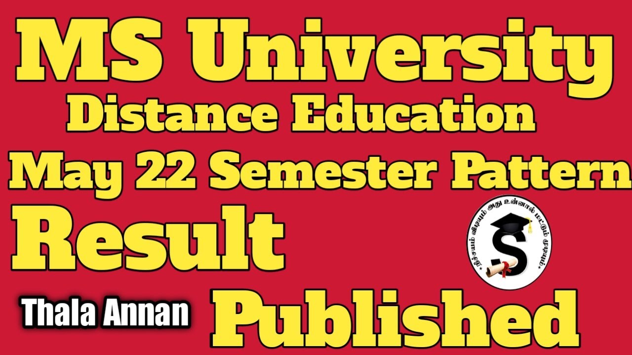 Result Published MS University Distance Education Semester Pattern Result Published MS University Distance Education Semester Pattern
