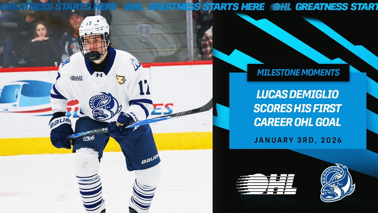 Первый гол Лукаса ДеМильо в Хоккейной лиге Онтарио (OHL).