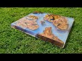 How to make an Epoxy Table, DIY Epoxy Resin Table - Epoxy Couchtisch Herstellung,Tutorial Olivenholz