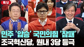 [특보] 민주 '압도적 과반'·국민의힘 3연패…조국 '돌풍' 범야권 190석 넘을듯  / 연합뉴스TV (Yo…