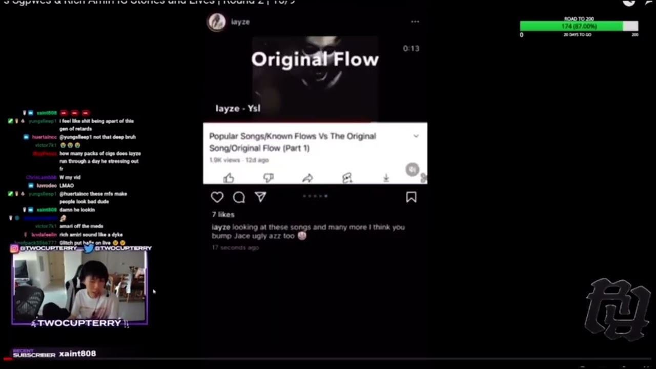 TwoCupTerry watching new vid I posted on stream | 10/10