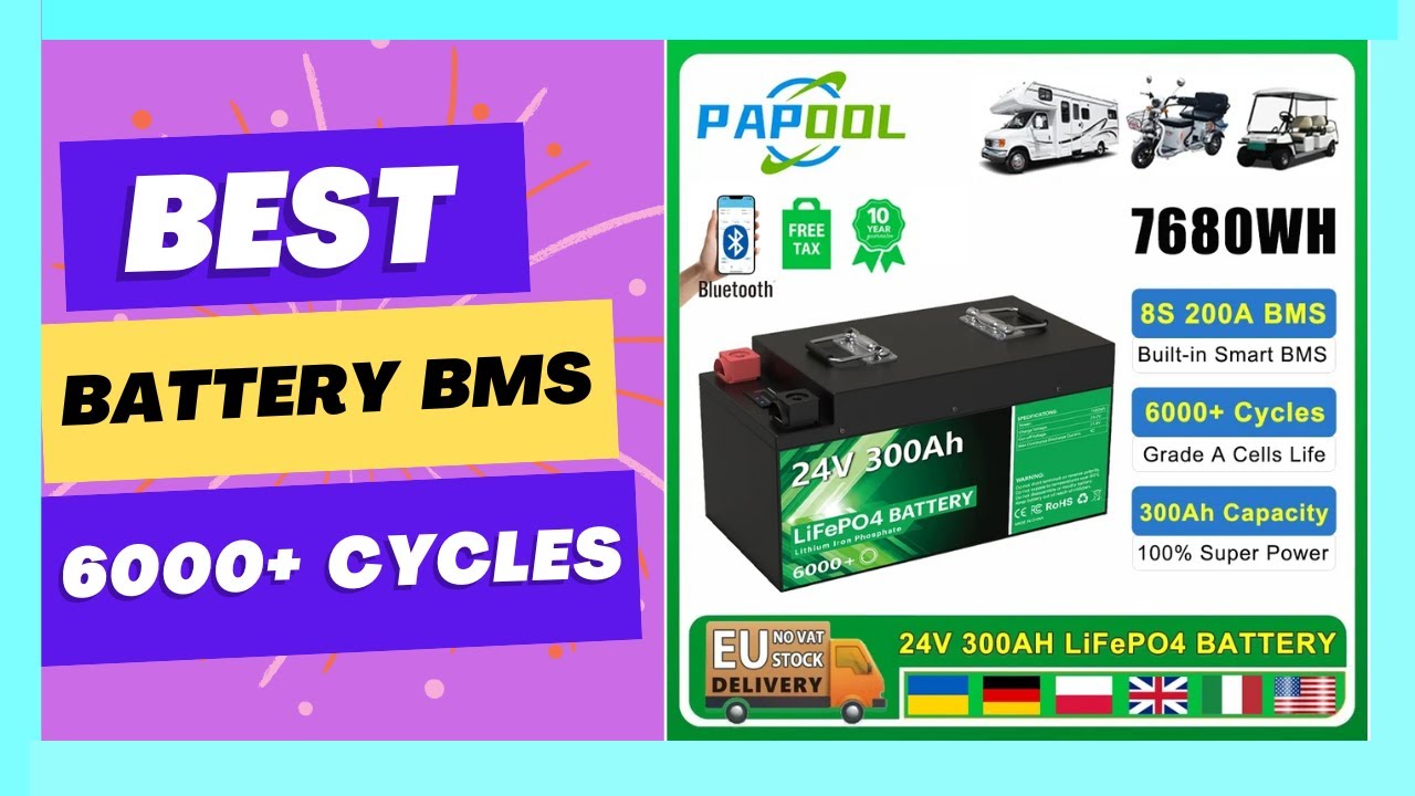 PAPOOL 24V 300Ah 200Ah 12V 100Ah 140Ah LiFePO4 Battery Pack