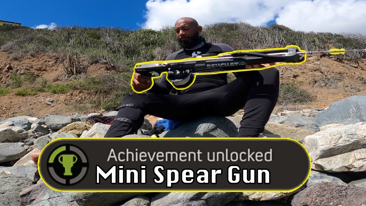 using a Mini spear Gun for the first time, Spear fishing Sint Maarten 