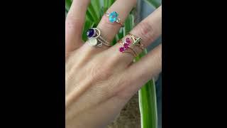 Vintage 10K Gold Diamond Heart Cut Ruby Ring