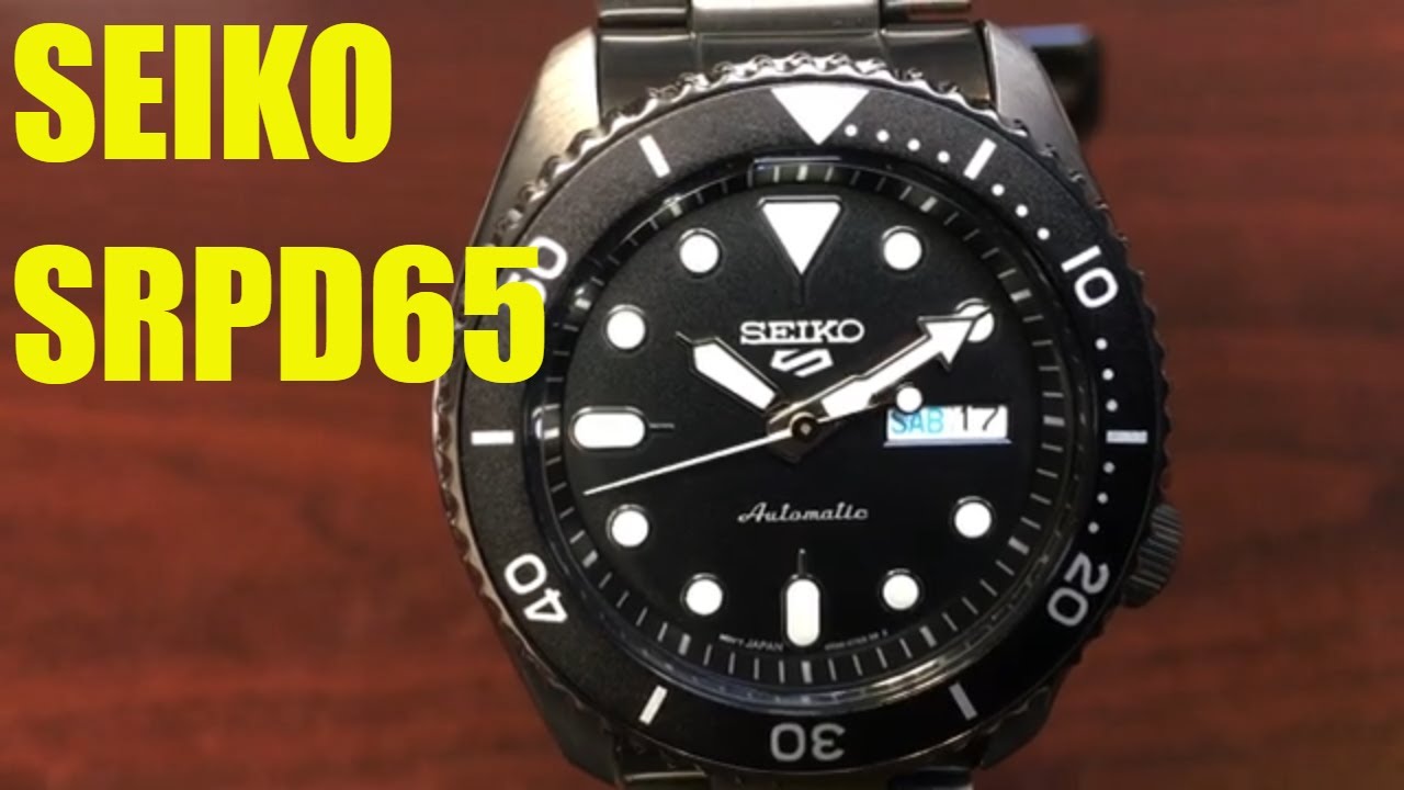 Pigment Foranderlig Piping Seiko 5 Diver's Automatic All Black Steel Watch SRPD65K1 SRPD65 - YouTube