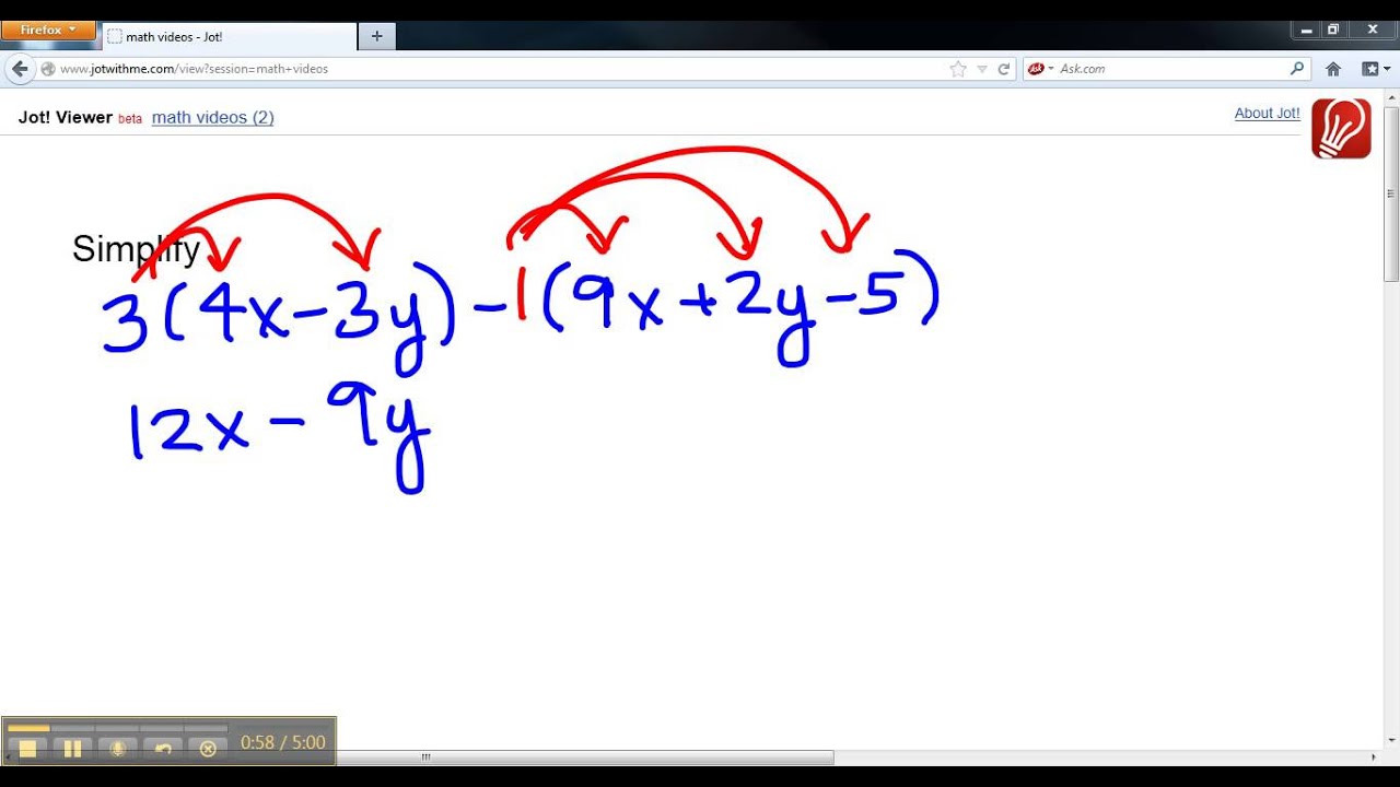 Simplify 3 4x 3y 9x 2y 5 Youtube