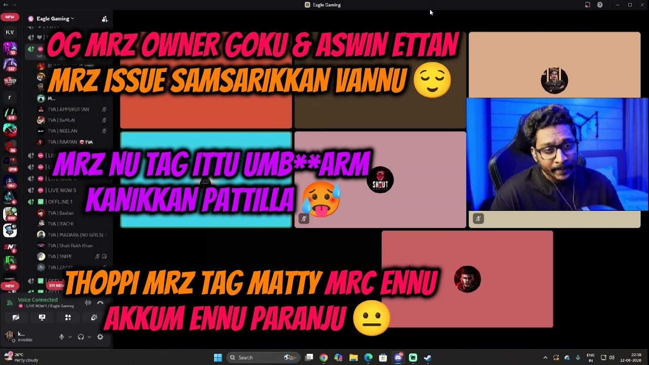 OG MRZ OWNER GOKU & ASWIN ETTAN MRZ ISSUE SAMSARIKKAN VANNAPPOL 😌 #eaglegaming #mrzthoppi #mrzgoku 