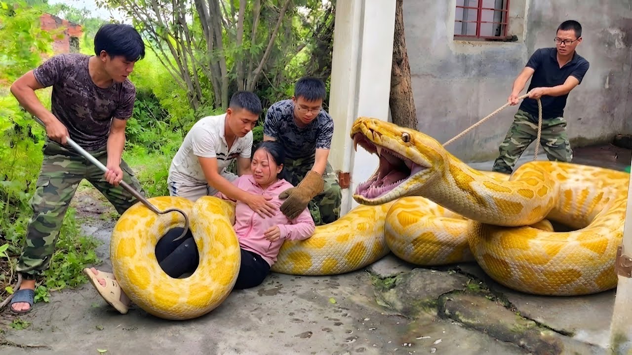 king python89 | brave hunter catches giant pythons,... Brave Expert Rescues Young Man From Giant Golden Pythons - YouTube