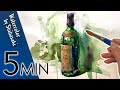 [Eng sub] 5 min Watercolor  | How to Draw & Paint a green glass bottle  |  Stilllife