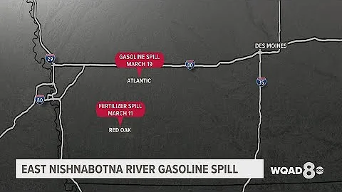 Gasoline spills into East Nishnabotna River in western Iowa