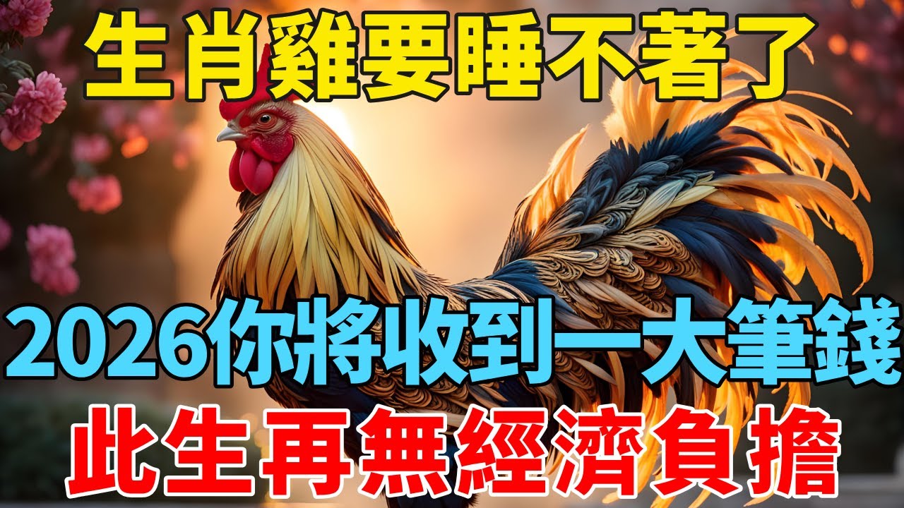 生肖雞要睡不著了，2026年你將會收到一大筆錢，此生再無經濟負擔！家有屬雞的請接財！【禪悟】