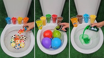 satisfying video ASMR candy colors rainbow candy in toilet