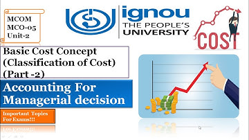 IGNOU MCOM | MCO-05 | Classification of Cost Part 2 | Basic Cost Concepts | Unit -2