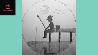 How to draw A Fishing Boy Step by Step pencil sketch video|| SKN Arts & Crafts