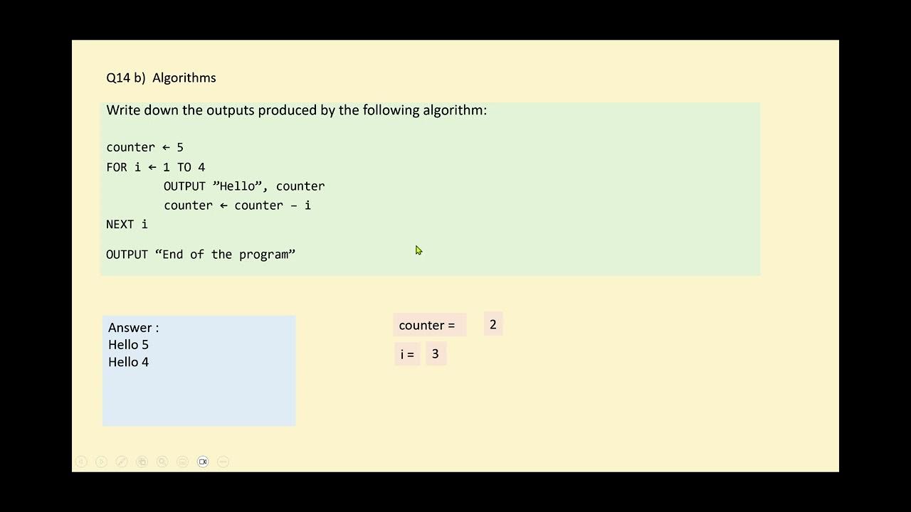 Q14 part b KS3 Computer Science * OUTPUT of an ALGORITHM * introduction ...