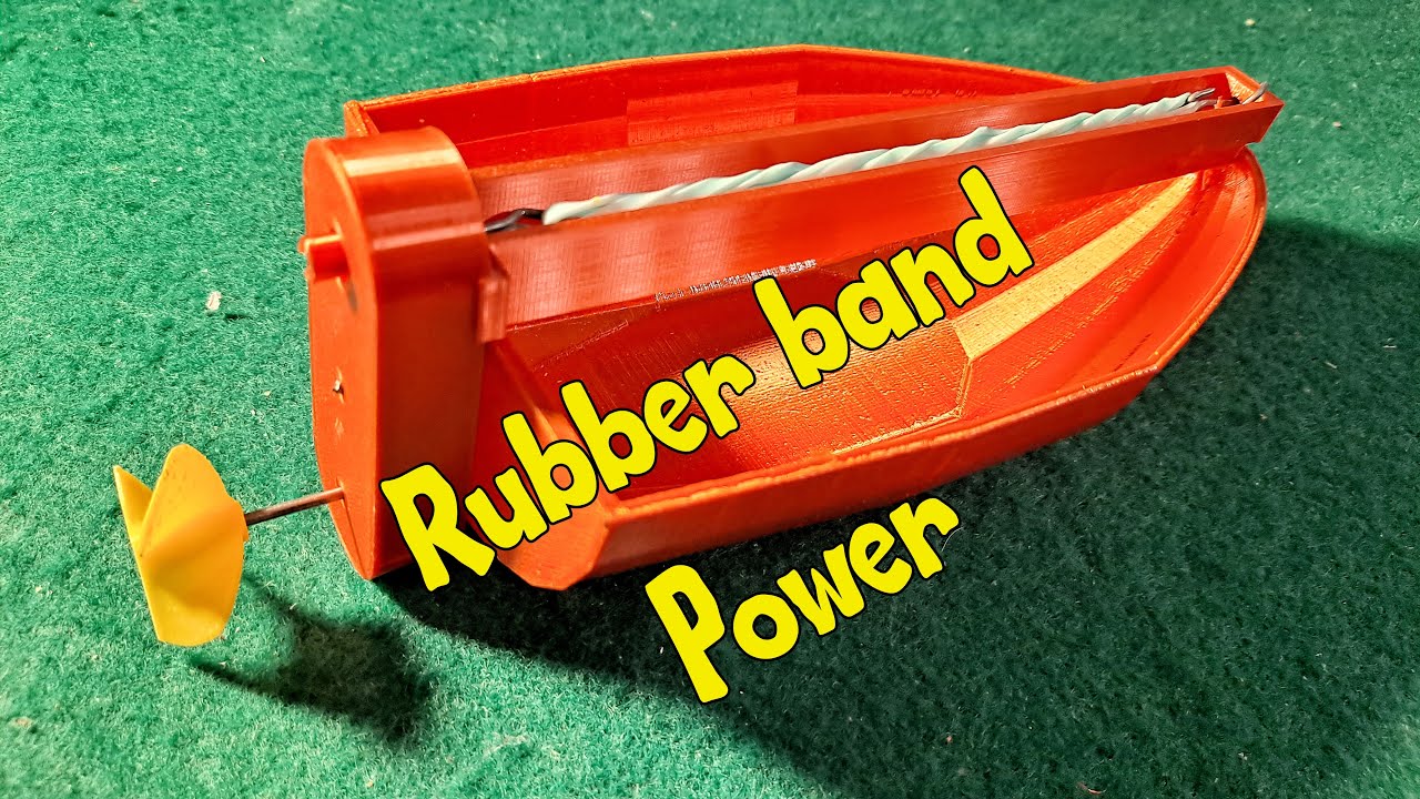 Basic 3D printed boat Episode 9 rubber power with with gear driven propeller YouTube