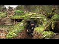 Crafting complete and comfort survival shelter  bushcraft wood structureclay roof  twin fireplace