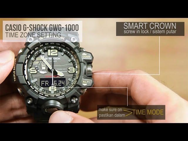 Floreren bouwer ontgrendelen Casio G-shock GWG-1000 MUDMASTER - TIME ZONE SETTING - YouTube