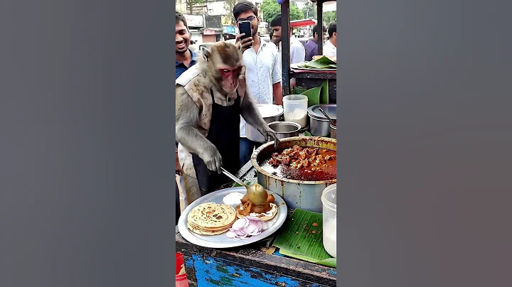 unique dish chicken curry with roti smart chef monkey#monkey#shorts #food