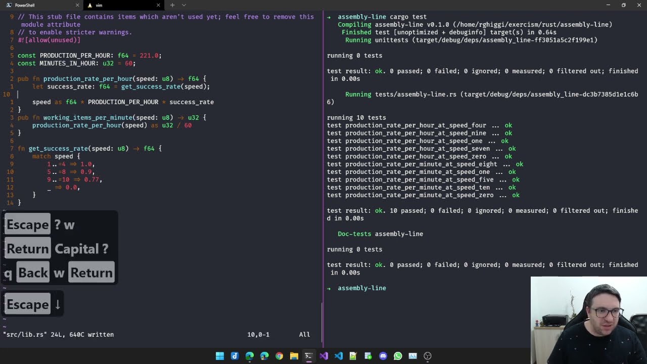 Exercism | Assembly Line | Rust | Pattern matching - YouTube