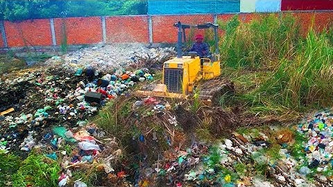 Amazing Update Action.! Filling Land New Into Garbage Dump By Skills Dozer D31p Pushing Soil & Trash
