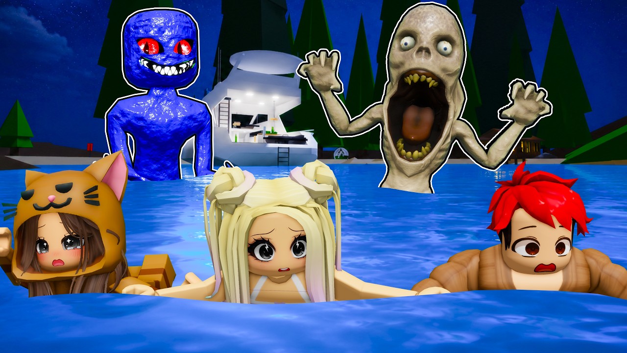 SOBREVIVIMOS al ATAQUE del MONSTRUO DE LA PLAYA en BROOKHAVEN con MANDARINA en ROBLOX