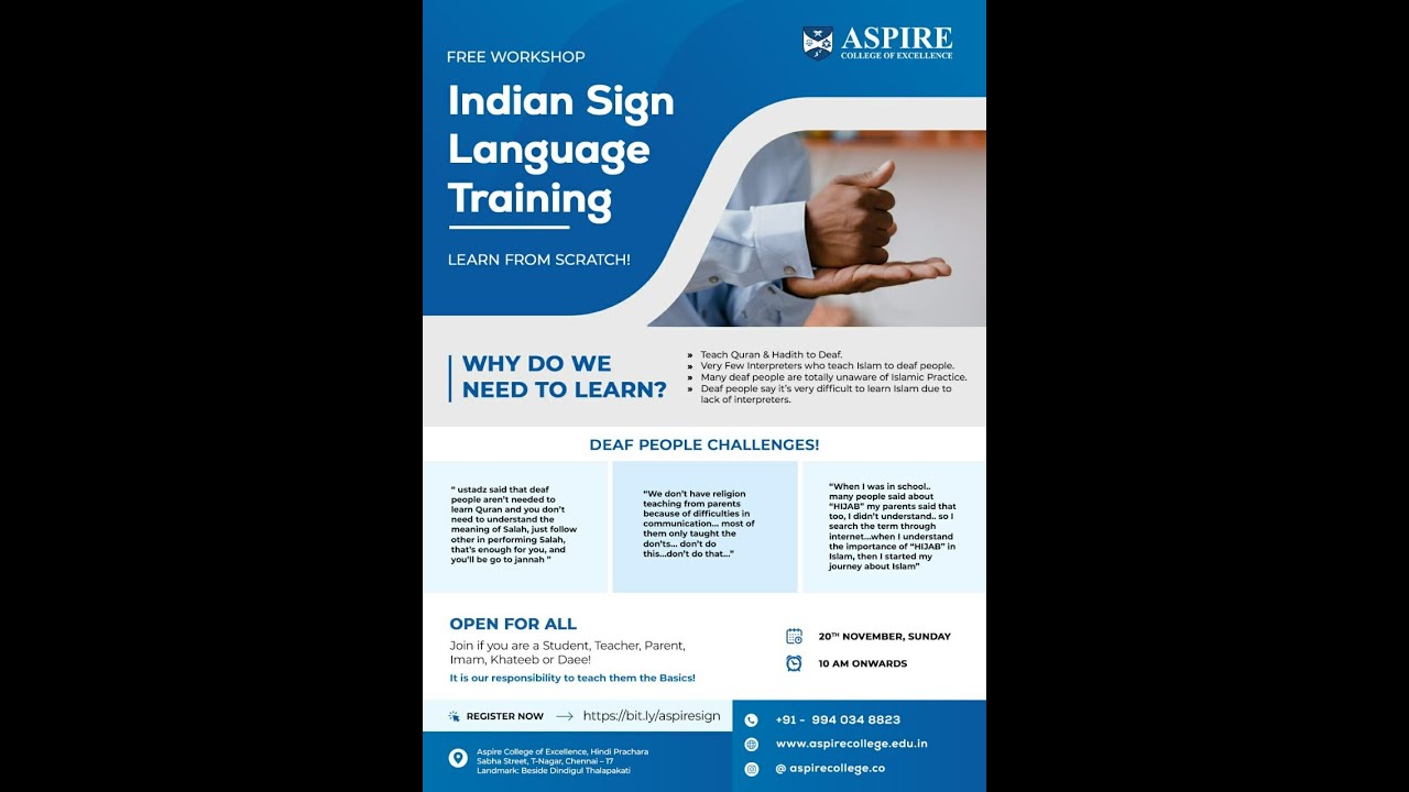 Indian Sign Language Training Programs Indian Sign Language Program - YouTube