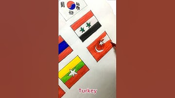 Turkey country flag art 🇹🇷 part-50 All country flag art challenge #art #drawing #shorts #painting