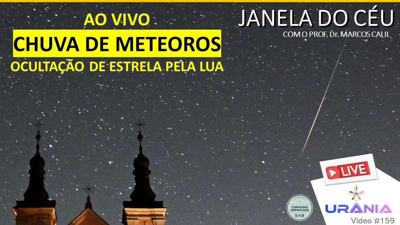 Ocultação de estrela pela Lua, Duas Chuvas de Meteoros e Marte a Olho Nu – AO VIVO!