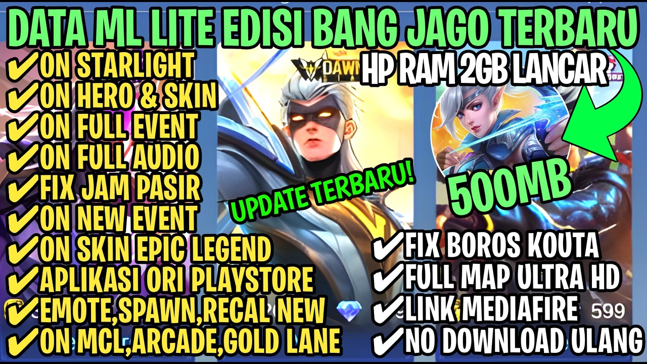 Data ML Lite Full Event 500Mb Patch Revamp Terbaru | ML Lite | Cara Mengatasi Lag \u0026 Patah Patah