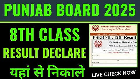 Punjab board 8th class result 2025 kaise dekhe, how to check PSEB 8th result 2025, PSEB 8th result