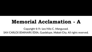 Memorial Acclamation  A Instrumental By Fr Leo Nilo C Mangussad