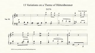 Schubert, 13 Variations on a Theme of Hüttenbrenner, D 576, Var 11
Franz Schubert, 13 Variations on a Theme of Hüttenbrenner, D 576, Var 11
Sheet music (affiliate link): http://amzn.to/2kloFTA
Anselm Hüttenbrenner (1794 1868), was an Austrian composer, student of Salieri, and a friend of both Schubert and Beethoven. He was actually one of only two people present at Beethovens death. Schubert wrote a set of 13 variations on a theme by Hüttenbrenner, D576, which he dedicated to his friend and schoolfellow. Here is the theme in A minor, a funeral march in a slow duple meter.
Membership:
If you like my videos and would like to support me, please consider joining my channel, you will also get access to perks and exclusive videos. To join my channel please click on the Join button next to Subscribe, or follow this link:
https://www.youtube.com/channel/UCUhfJn88d32udI3ePN9V15A/join Schubert, 13 Variations on a Theme of Hüttenbrenner, D 576, Var 11