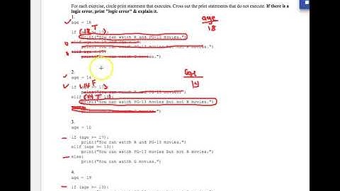 If Statement Worksheet 1