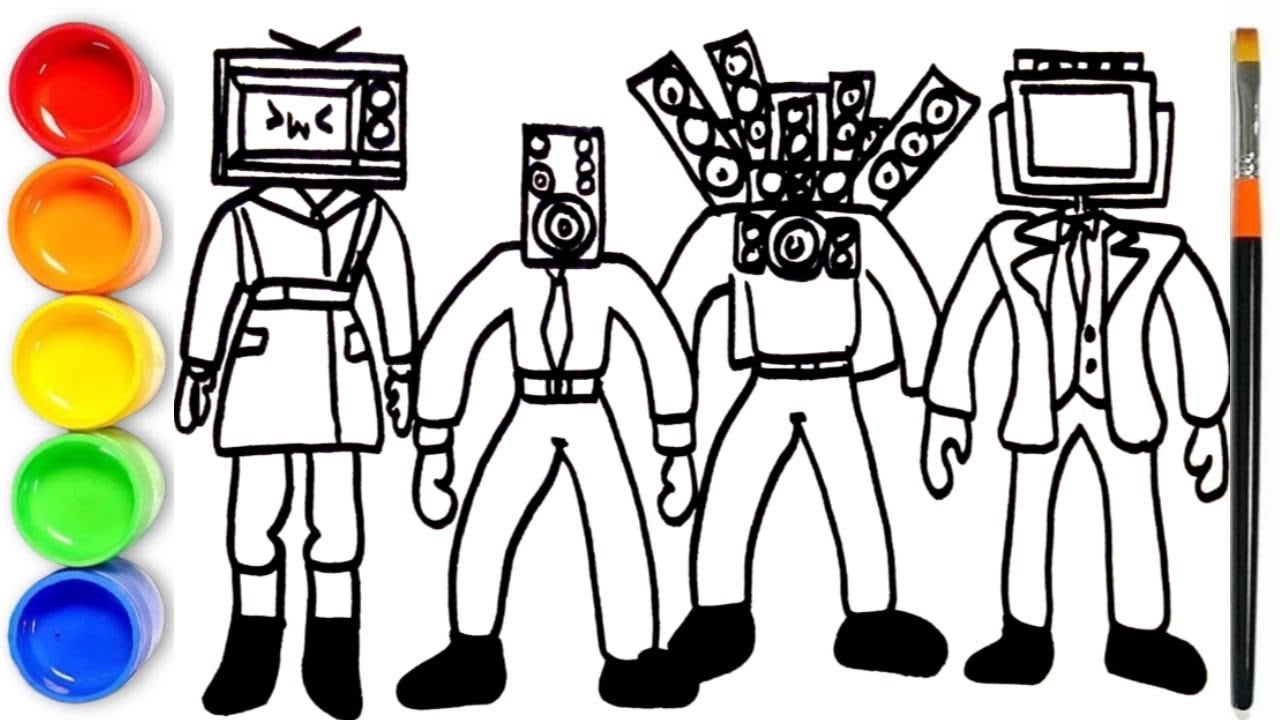 How to draw Titan Speakerman, Large Speakerman, Tv Man, Tv Woman | Skibidi Toilet