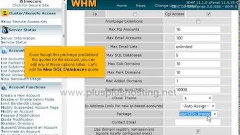 How to create a new hosting account in WHM