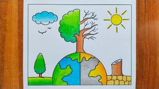 World Environment Day Drawing Easy / Environment Day Poster Drawing / Save Environment Drawing
